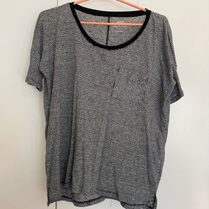 Old Navy Striped Boyfriend Pocket Tee, Black/White Cotton Short Sleeve T-Shirt